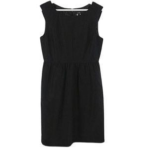 J Crew Dress Women's 14 Black Sleeveless Sheath Pockets Workwear Cotton/ Silk